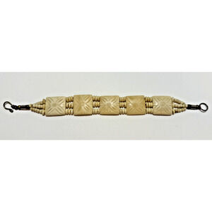 Vintage 1940s Hand Carved Tibetan Yak Bone Bead Bracelet